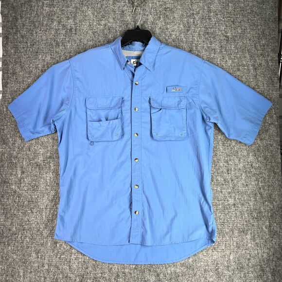 World Wide Sportsman Shirt Men‎ Large Blue Fishing Vented Short-Sleeve Button Up - Picture 1 of 11